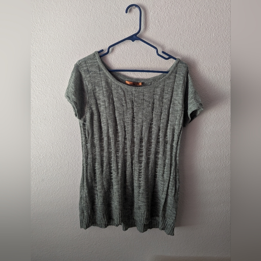 Belldini Green/Grey Ribbed Short Sleeve Tee